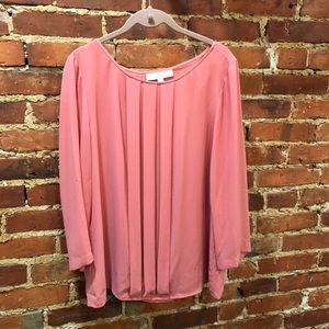 Loft pleated coral blouse